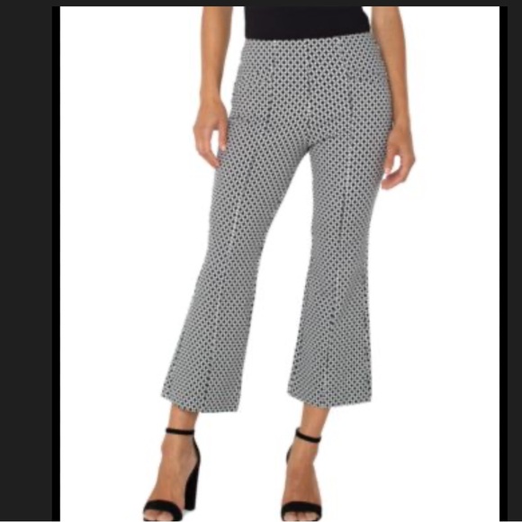 Liverpool Pants - Liverpool Black & White Geo Cropped Flare Pants Size 6